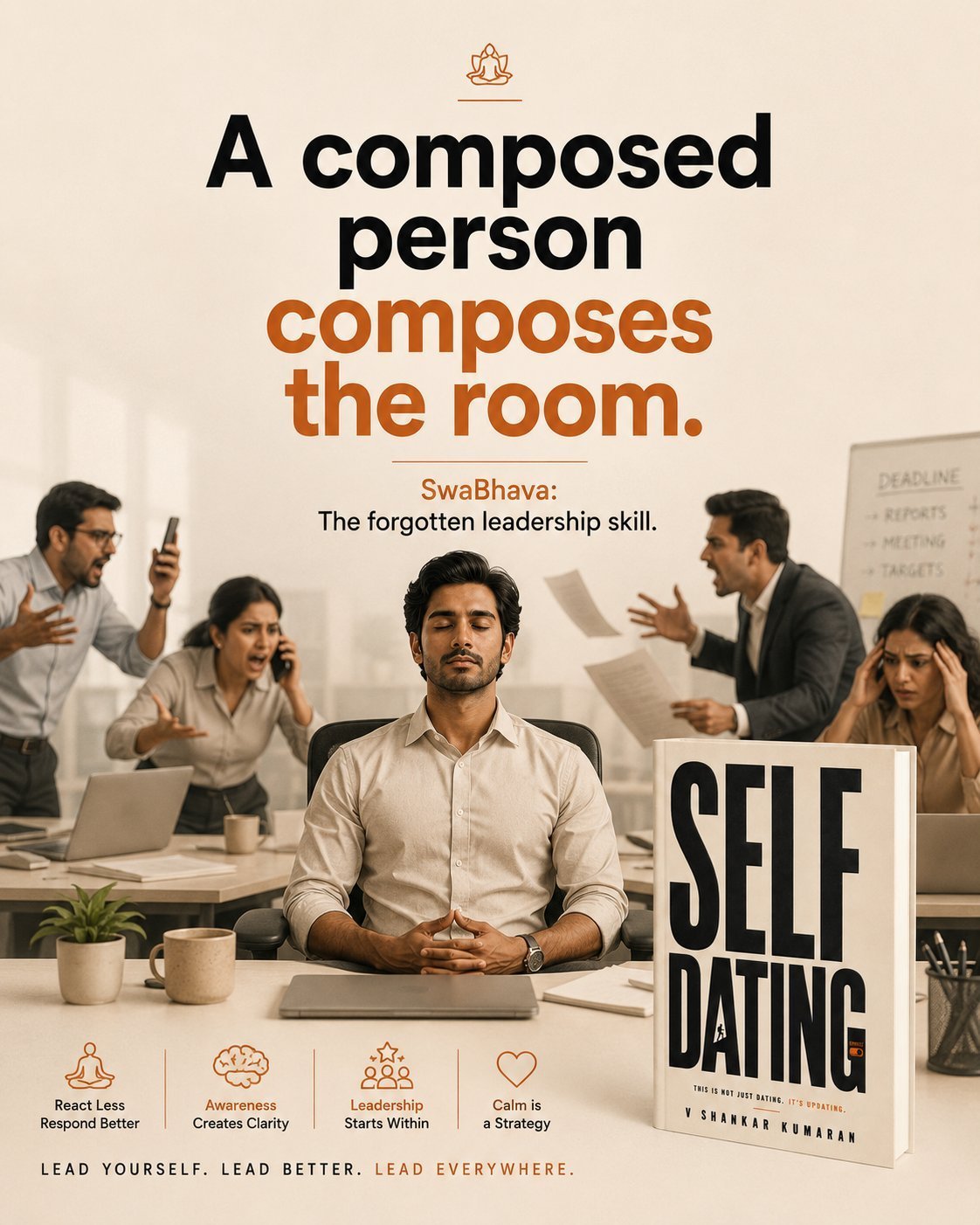 A composed person composes the room. SwaBhava.